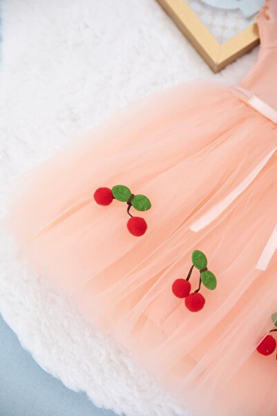 Genel Markalar Kirazlı Tütülü Kız Çocuk Elbise