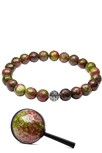 Tesbih Atölyesi Certified Faceted Natural Indian Agate Stone Bracelet with Silver Device