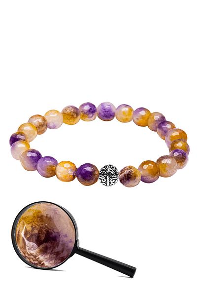 Tesbih Atölyesi Colorful Faceted Natural Quartz Stone with Silver Apparatus - Certified Bracelet