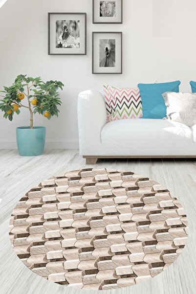 linazaitun Taş Döşeme Desen Çerçeveli Dijital Baskı Yıkanabilir Kaymaz Taban ...