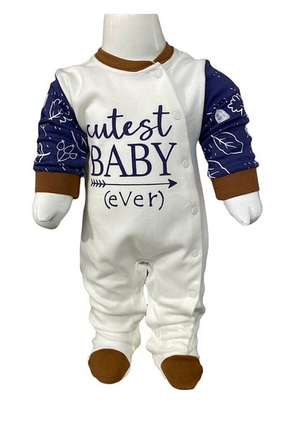 Aziz Bebe 0-6 Months Patterned Side Snap Booties Jumpsuit