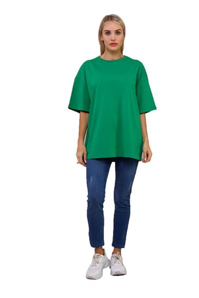 İkmal Emerald Side Slit Loose Fit T-Shirt