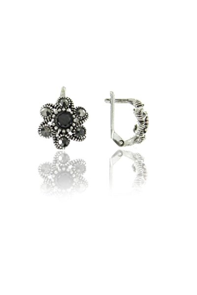 Doğan Silver Kadın Gümüş Markazit Ve Kök Safir Taşlı Rüzgar Gülü Modeli Küpe ...