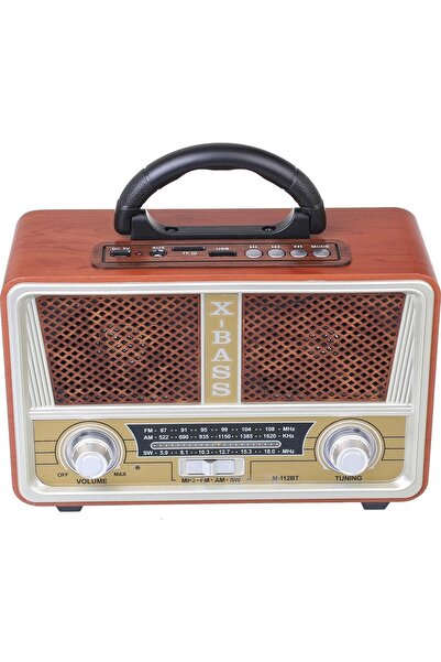 Genel Markalar Meier M-112bt Nostaljik Ahşap Retro Radyo Bluetooth Fm Sd Aux Usb