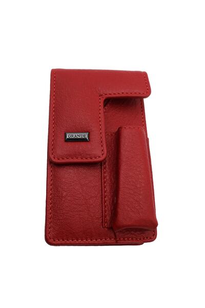 Grande Deri حامل سجائر من الجلد الطبيعي 100% من جراند 451 باللون الأحمر