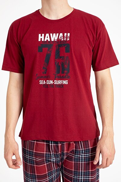 TAMPAP Erkek Baskılı Pijama Takımı Kısa Kollu