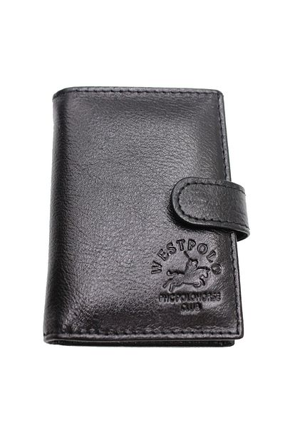 Fiyaka WP-613p Прозрачен портфейл за карти от естествена кожа, черен