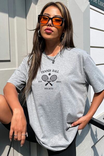 MODAGEN Women's Oversize Tennis Ball Printed T-shirt