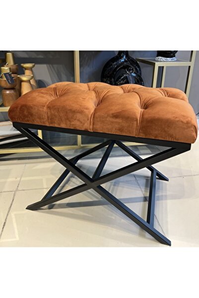 dekorbia Kapitone Döşeme Siyah Metal X Puf