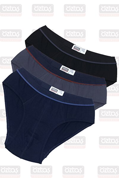 Öztaş Underwear 1140-f Erkek 3'lü Slip Siyah-füme-lacivert