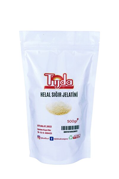 TİJDA Jelatin Sığır Toz 500 Gr.(% 100 SAF SIĞR YENİLEBİLİR, DOMUZ İÇERMEZ, HELAL SERTİFİKALI)