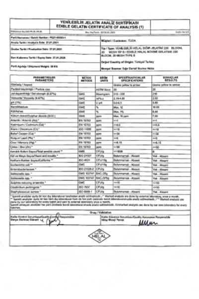 TİJDA Jelatin Sığır Toz 500 Gr.(% 100 SAF SIĞR YENİLEBİLİR, DOMUZ İÇERMEZ, HELAL SERTİFİKALI)