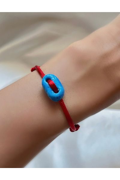 Pigna Aksesuar Syriac Evil Eye Bead Red Satin Rope Bracelet