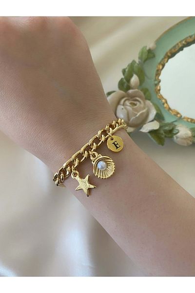 Asia by Leuvoié Oyster Bracelet with Letter E