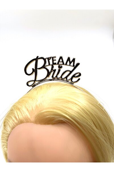 Huzur Party Store Team Bride Yazılı Nedime Tacı Metal Taç Gümüş Renkli Gri Re...