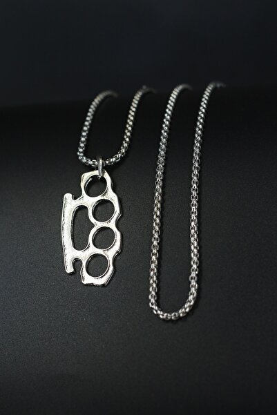 Dukkanka Muşta Motifli Örme Zincir Kolye