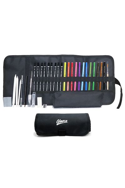 GLANCE Lyra Charcoal Sketch Set with Rolled Cloth Bag