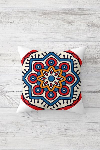 on the clouds Red Pattern Mandala One Side Printed Hidden Zipper Pillow Case Throw Pillow Sofa Pillow Case
