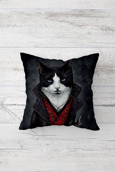on the clouds Femeie în rochie Cat Man Față de pernă cu fermoar ascuns imprimat pe o parte Husă de pernă pentru scaun