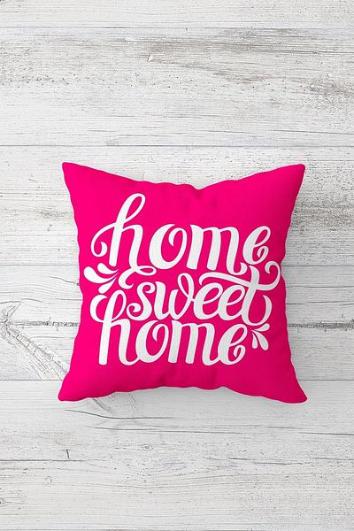on the clouds Fuchsia Home Sweet Home Husă de pernă cu fermoar ascuns, imprimată pe două fețe, pentru scaun