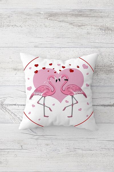 on the clouds Love Flamingos Double Sided Printed Hidden Zippered Pillowcase Throw Pillow Seat Pillowcase