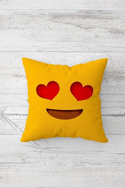 on the clouds Heart Eye Emoji One Side Printed Hidden Zipper Pillowcase Throw Pillow Seat Pillowcase