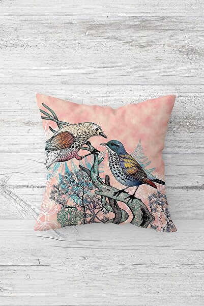 on the clouds Bird Motif Double Sided Printed Hidden Zippered Pillow Case Thr...