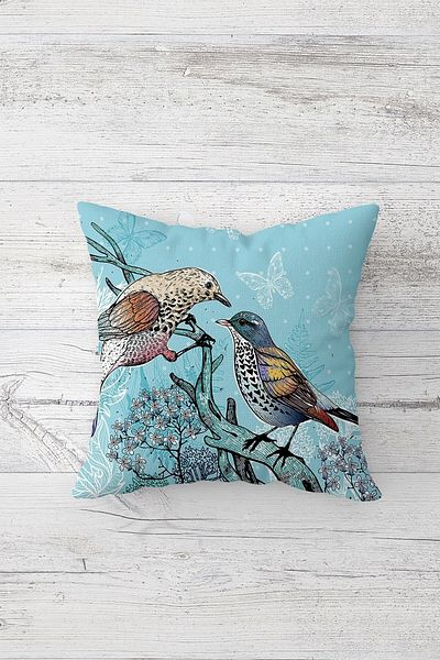on the clouds Cute Bird Pattern One Side Printed Hidden Zipper Pillowcase Throw Pillow Sofa Pillowcase