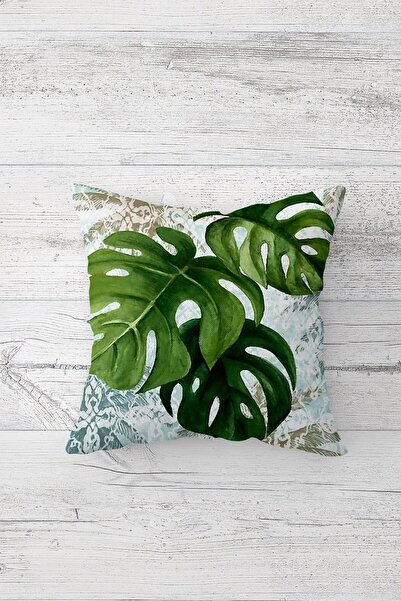 Pelangi غطاء وسادة بسحاب مخفي مطبوع على الوجهين بنمط أوراق كبيرة، غطاء وسادة ...