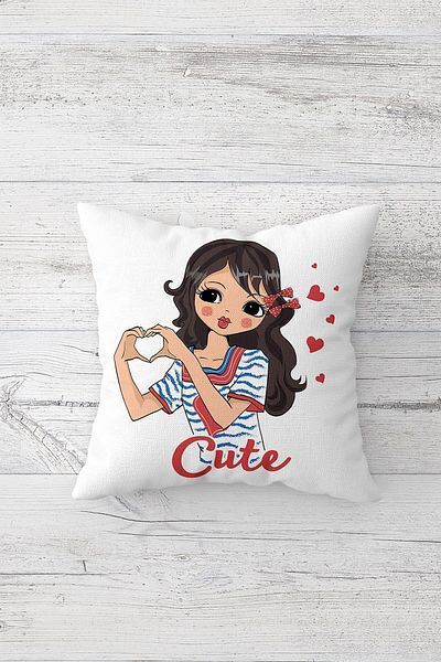 Pelangi Heart Making Girl Double Sided Printed Hidden Zippered Pillowcase Throw Pillow Seat Pillowcase