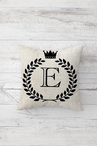 Pelangi Letter E Leaf Patterned Double Sided Printed Hidden Zippered Pillowca...