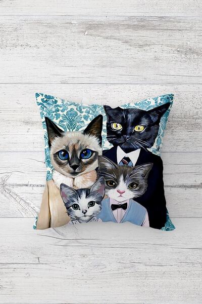 Pelangi الأزرق الطابق القط الأسرة مزدوجة الجانب الطباعة المخفية انغلق وسادة ر...