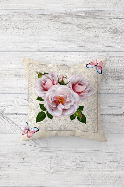 Pelangi كريم الأزهار مزدوجة الجانب مطبوعة المخفية انغلق وسادة رمي وسادة مقعد ...