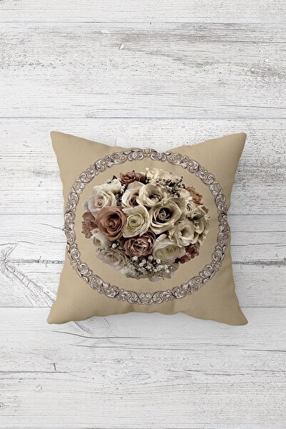 linazaitun Tek Tarafı Baskılı Gizli Fermuarlı Dekoratif Yastık Kılıfı Kırlent...