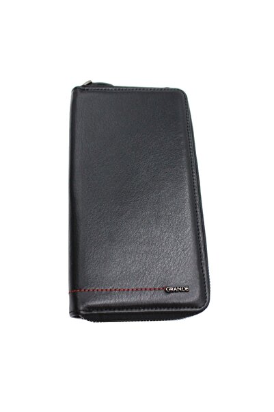 Grande Grande 1596 Genuine Leather Card Holder with Phone Compartment Black