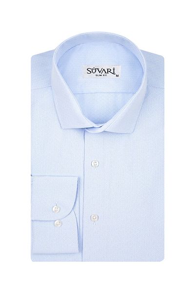 SÜVARİ Slim Fit Ανδρικό πουκάμισο Dobby Pattern Pale Blue