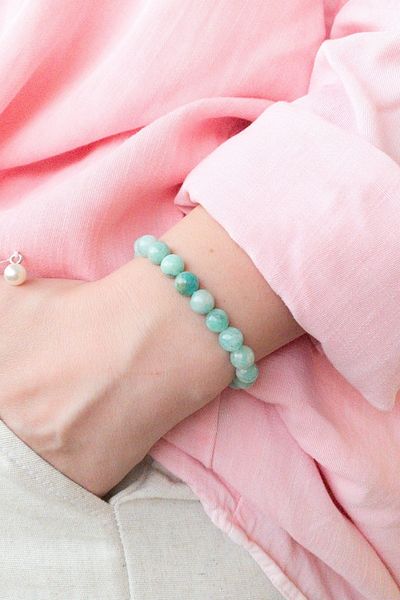 Lalibo Unisex Natural Stone Bracelet Amazonite, 5thThroat Chakra, Virgo Compatibility Stone