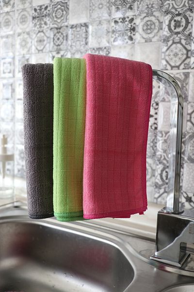fine class Fine Clean (3 Pieces) Microfiber Checked Dust and Kitchen Cloth 40*40