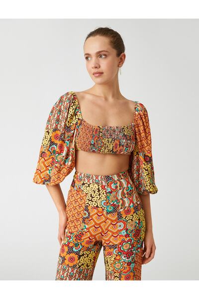 Koton Dámská balonová halenka s etnickým vzorem 2sak30082ew