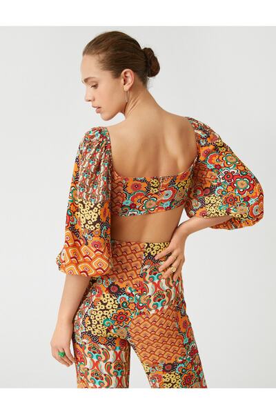 Koton Dámská balonová halenka s etnickým vzorem 2sak30082ew