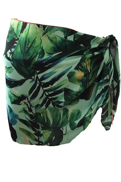 IŞIN Women's Green Patterned Short Pareo