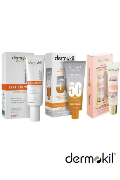 Dermokil Leke Karşıtı Güneş Kremi & Anti Spot Leke Kremi & Göz Çevresi Bakım Kremi 3 Lü Set