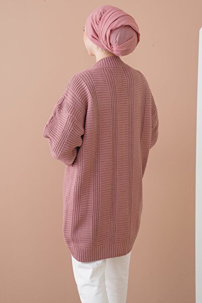 Bigdart 15768 Hijab Knitwear Cardigan - Dusty Rose