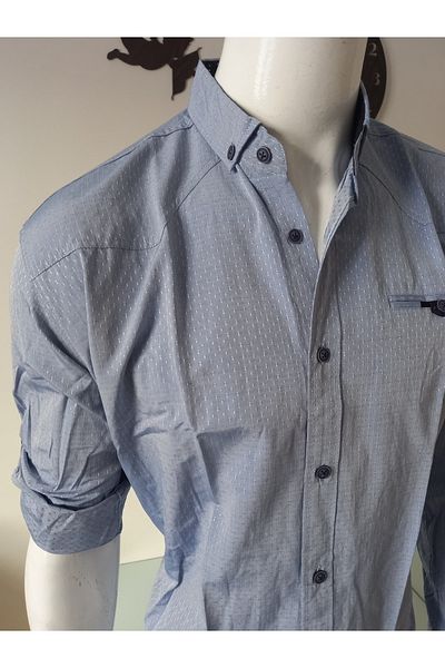 GGMM Ανδρικό αθλητικό πουκάμισο Lycra Ice Blue