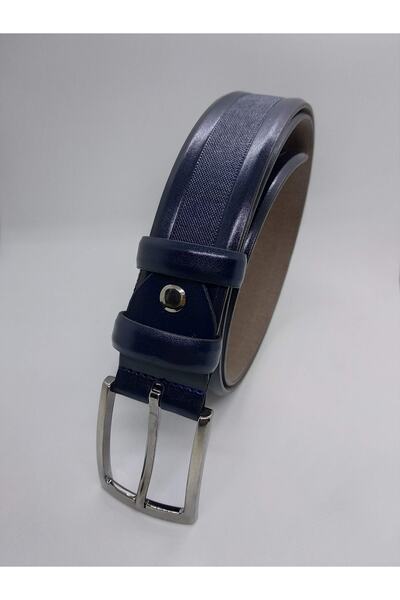 Gutiero Pánsky klasický kožený opasok s tmavomodrým vzorom