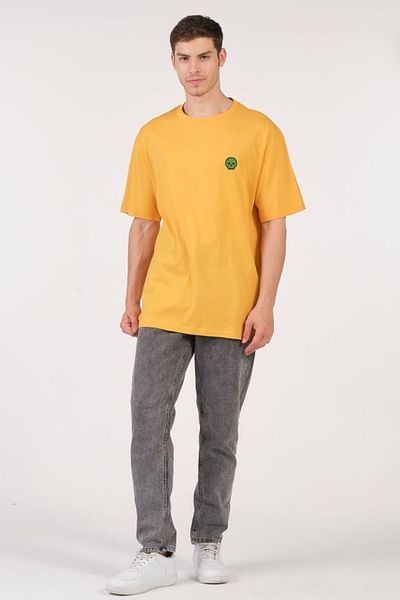 to COSMOS Unisex (men's - women's) Oversize (Bol-salaş) T-shirt Color Mustard Cute Skull
