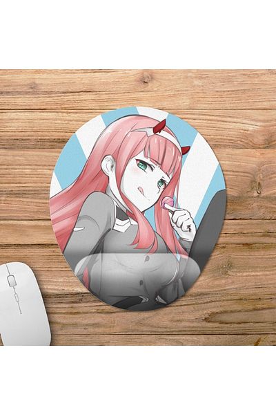 Pixxa Darling In The Franxx - Zero Two نموذج لوحة ماوس تدعم المعصم - 3 بيضاوي