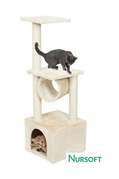 Nursoft Tünelli Kedi Tırmalama Evi Platform Nr-0087