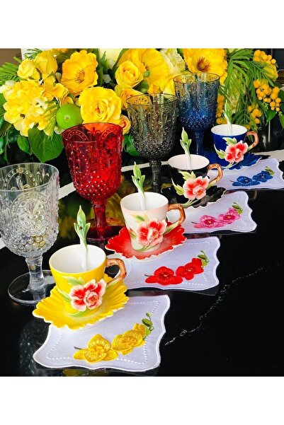 EW's Kitchenware Akrilik Renkli 6 Lı Ayaklı Bardak