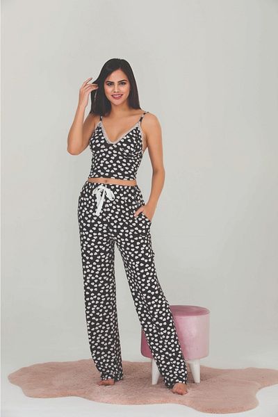 Yenimodam Set de pijamale pentru femei cu curea de frânghie 12533